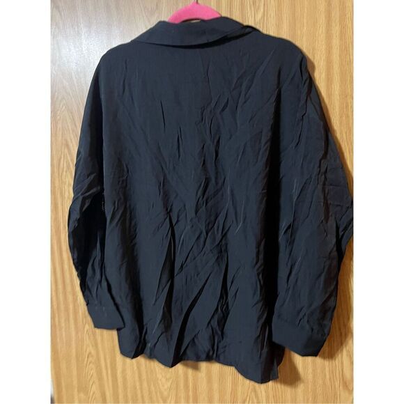 Woman’s Black Button Up Top With Rhinestone Fringe Woman’s Size Large - Picture 10 of 10